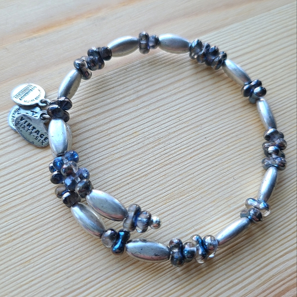 🎉2xHP🎉 NWOT Alex and Ani Vintage Sixty-Six Silver Gunmetal Bead Wrap Bracelet